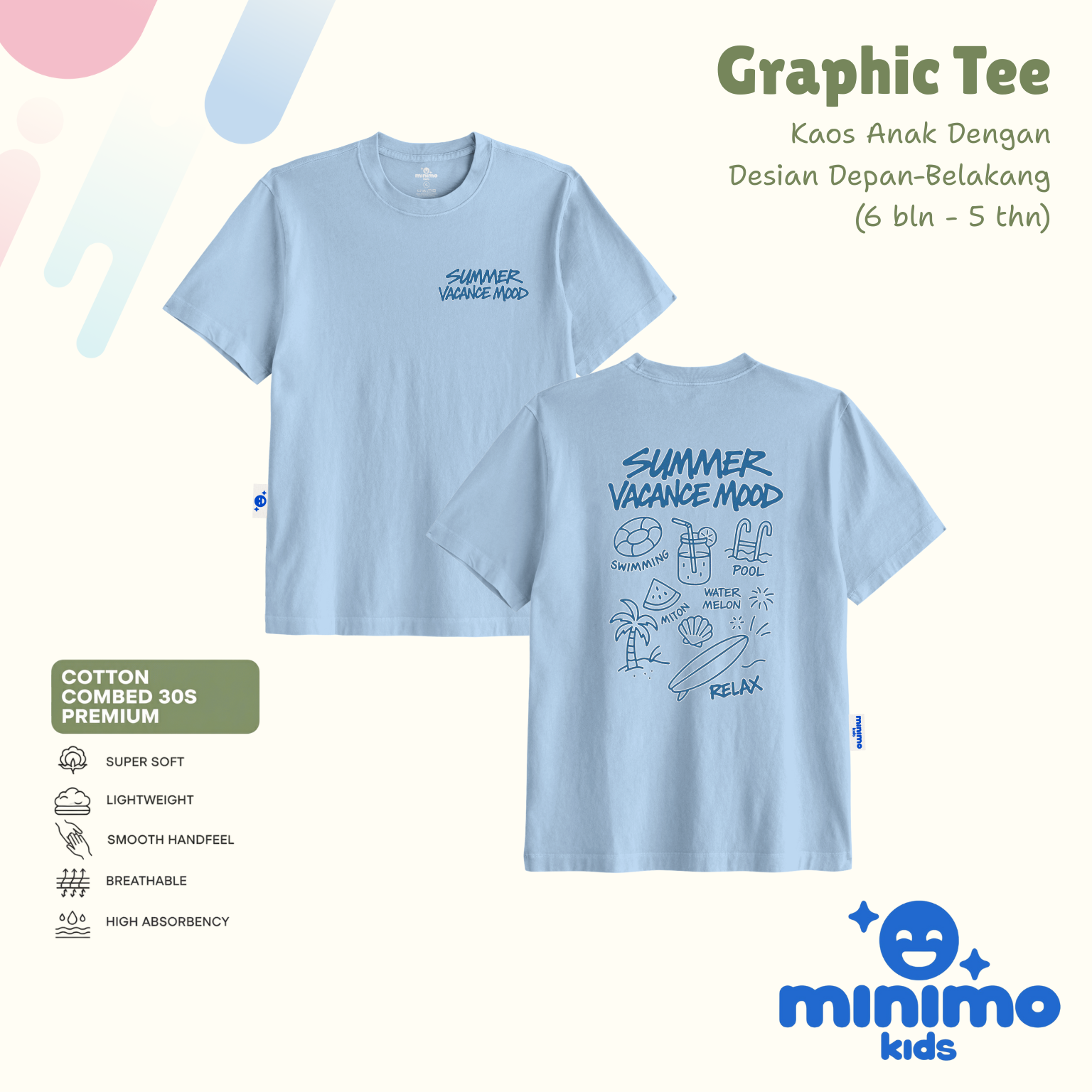 Basic Tee Minimo Kids - sky bluepink